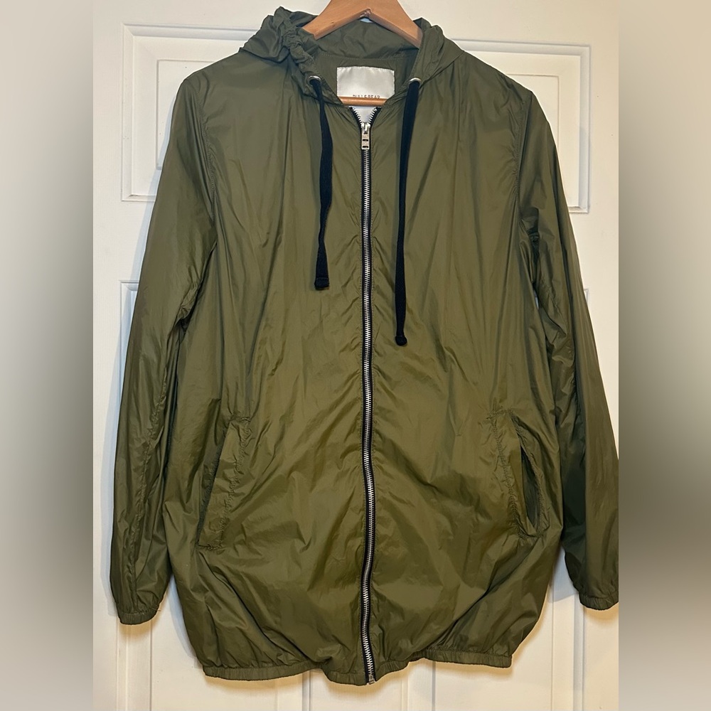 Pull & Bear Full Zip Lined Hooded Coat Jacket ‎ Olive Green Men's EU Medium.